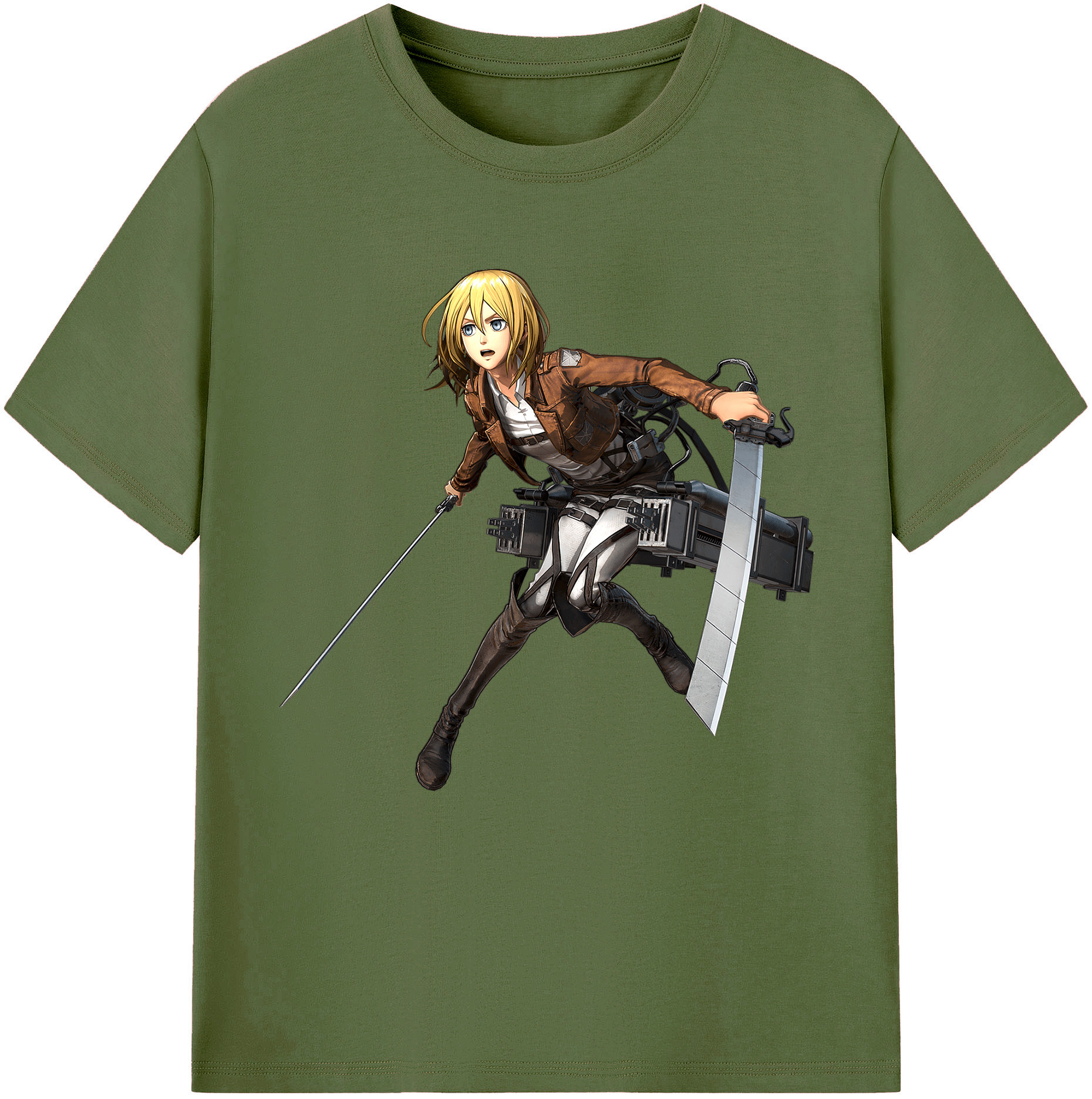 （画像用） 進撃の巨人 クリスタ·レンズ Attack on Titan Christa Lenz 綿100％半袖Tシャツ（フロントプリント）